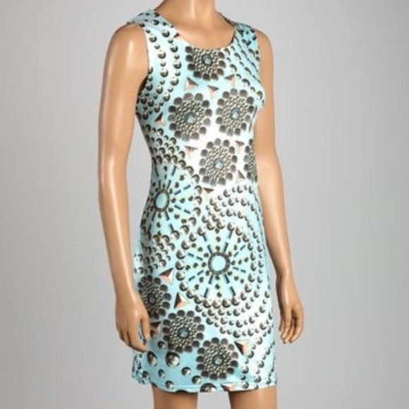 Bacci Small Blue and Silver Sleeveless Mini Dress - Picture 1 of 9